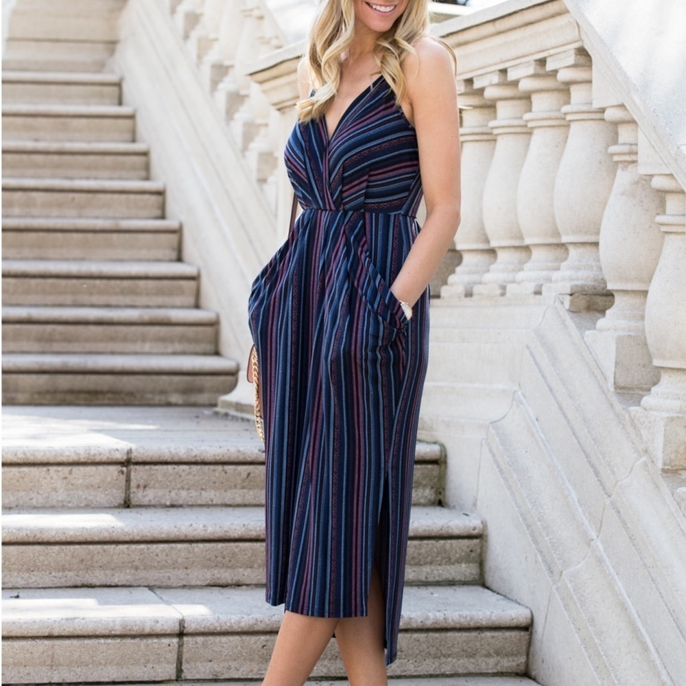BCBGeneration Stormy Sea striped midi dress Size XS